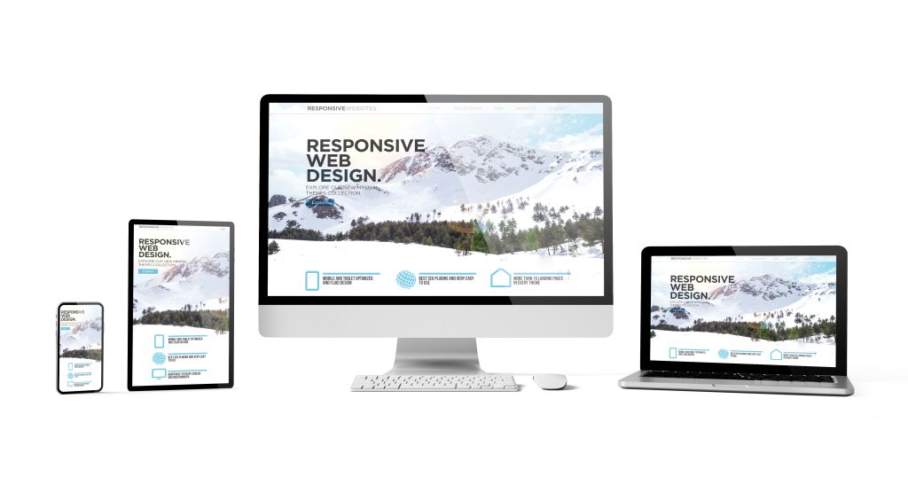 responsive devices responsive web design mountain isolated mockup 3d rendering