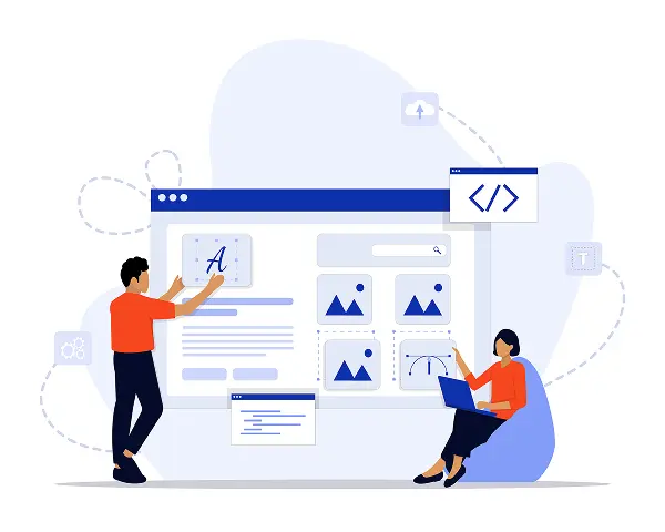 Designer and developer planning website development services for modern business websites