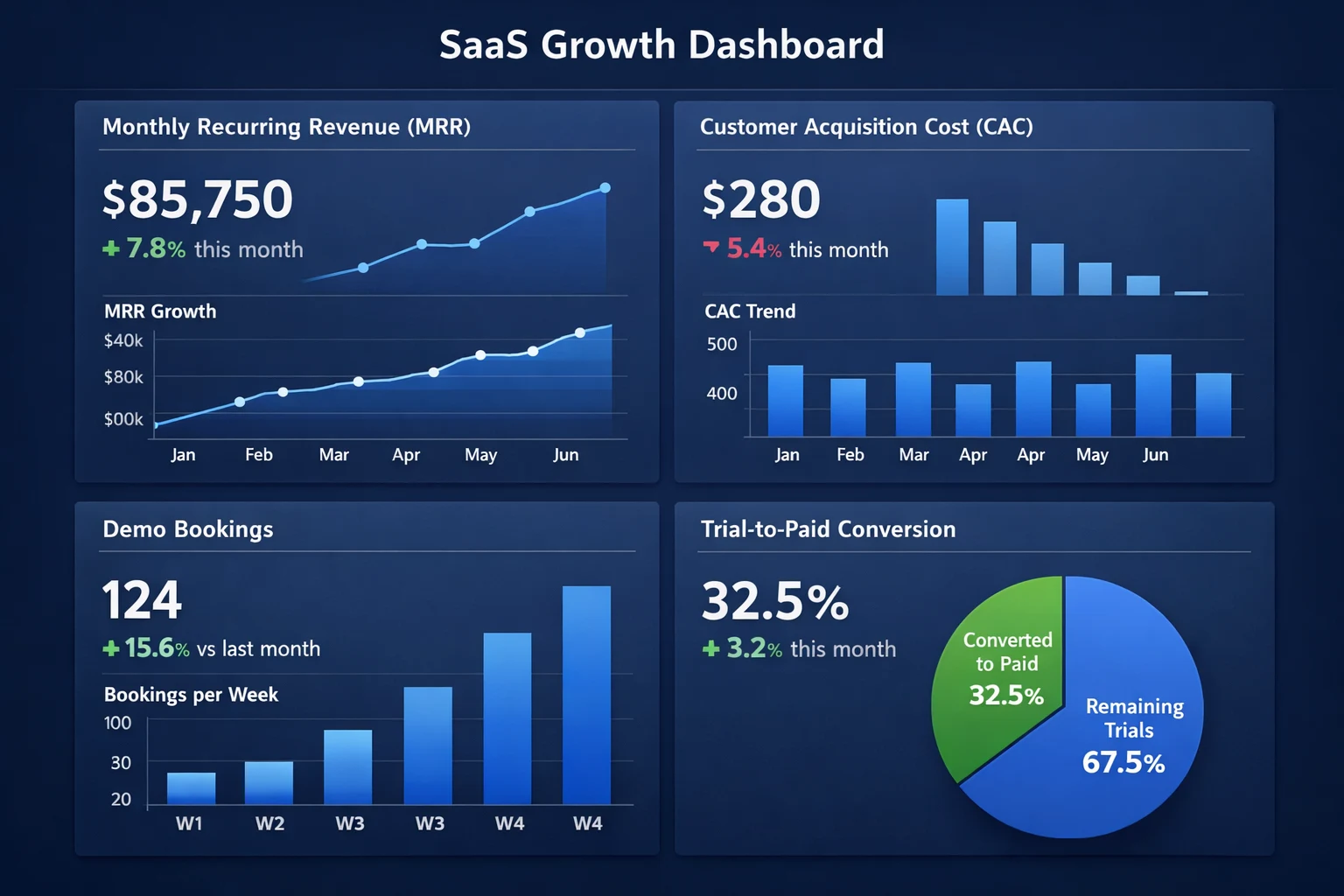 SaaS digital marketing agency growth dashboard and campaign strategy visual
